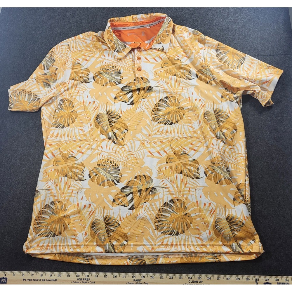 Walter Hagen 11 Majors Shirt Men's Sz XXL Hawaiian Orange Floral Tropical Peru
